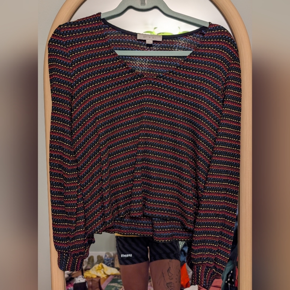 Eri + Ali Anthropologie Striped Multicolor Lightweight Sweater